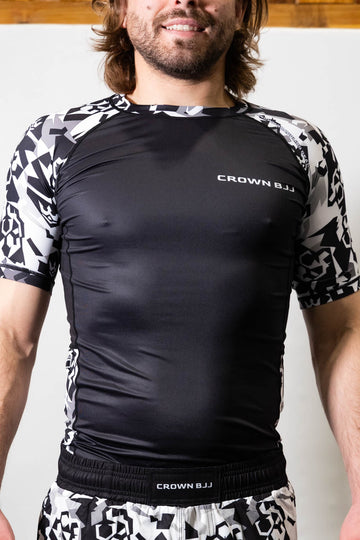 Rash Guard - Rank White/Grey Puzzle